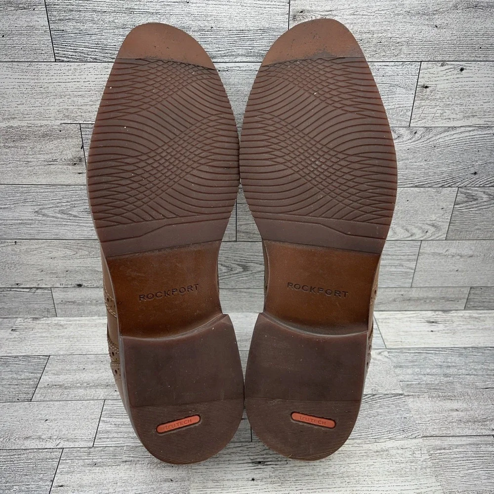 Rockport Style Purpose‎ Wingtip Brown Leather Oxford Dress Shoes Men Size 10M